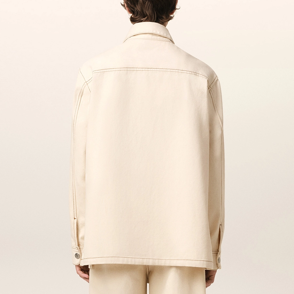 AMI Paris Logo-Appliqu  Cotton-Twill Overshirt - L